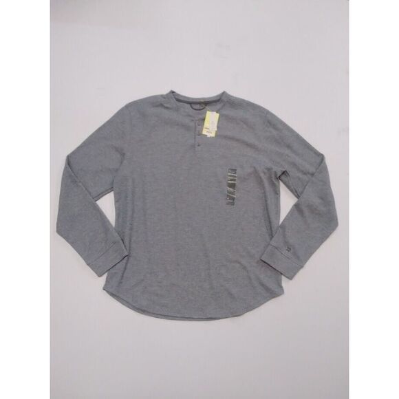 Waffle-Knit Henley Athletic Top - All in Motion Dark Gray M - Picture 1 of 3